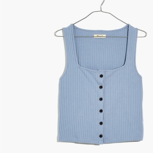 Madewell Tops - Madewell Blue Ribbed Button-Down Tank Top